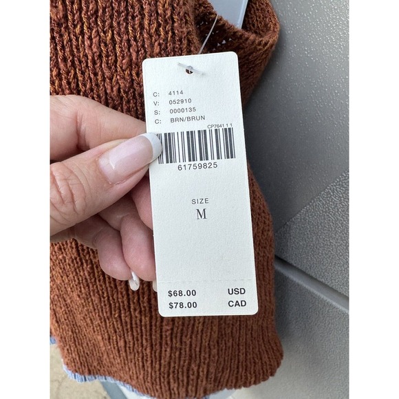 Anthropologie Pilcro Easy Breezy Knit Brown Blue Trim Cami Tank Top Women Sz M - Picture 8 of 15